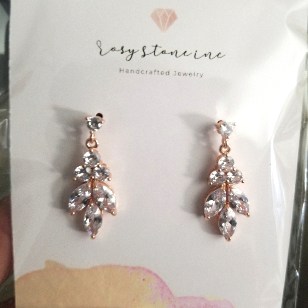 Rose gold drop earrings - brand new